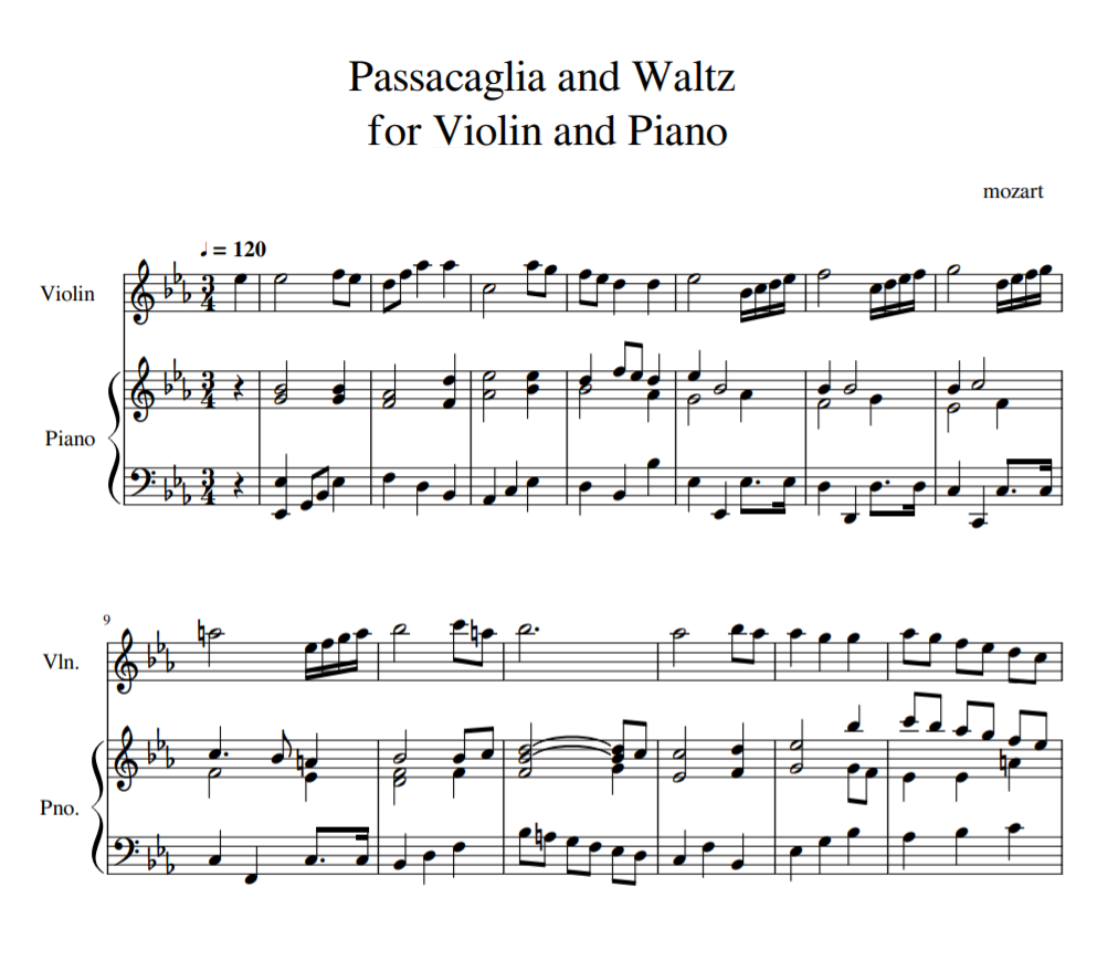 W.A.Mozart - Passacaglia and Waltz for Violin and Piano